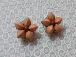 Retro earring ear clip wood