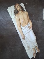Sírba helyezett Krisztus antik Korpusz faragott festett fa