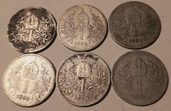 Silver Ferenc József 1 crowns, pieces of mixed quality - 472.