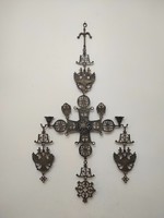 Antique Byzantine cross double-headed eagle candle holder Serbian Orthodox Russian Orthodox bronze nr:6 6655