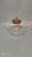Sophisticated thin glass tea coffee pourer with copper lid