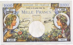 Franciaország 1000 frank 1944 REPLIKA