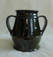 Retro large-sized green glazed double-edged ceramic