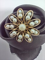 1960s Hg-marked 12k gold brooch with cultured pearl