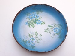 Old wm csepel weiss manfréd blue enamel tray bowl forget-me-not pattern plate