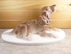 Retro old marked ceramic dog doggy granite marked figure statue