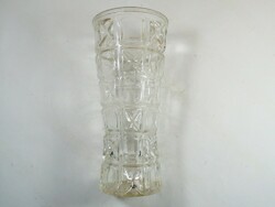 Retro old glass vase with convex pattern - 18.5 cm high