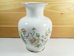 Retro marked Hólloháza porcelain painted vase with flower motif - hólloháza hungary