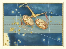 EGYEDI TERMÉK sirhant részére, Libra Mérleg csillagkép REPRINT J.Bayer Uranometria 1625