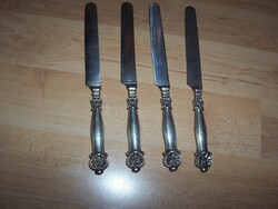 Wonderful ornate 4 small knives with silver handles for sale