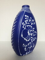 Gyönyörű kékfestő mintás Barth Lídia kerámia váza