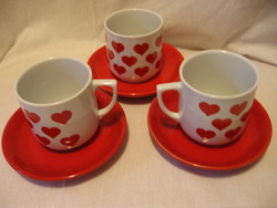 3 Pcs retro heart Czech mugs also for Valentine's Day