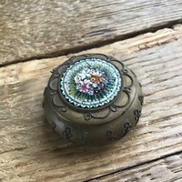 Antique copper vase with Venetian glass micro mosaic