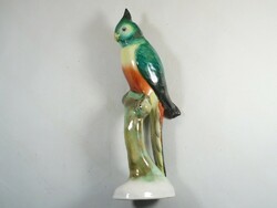 Retro régi kézzel festett kerámia nipp papagáj madár szobor figura - Bodrogkeresztúri