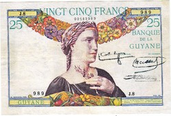 French Guiana 25 Guyanese francs 1933 replica