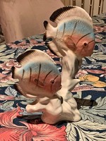 Orosz porcelán pasztell halak szobor 18 cm magas
