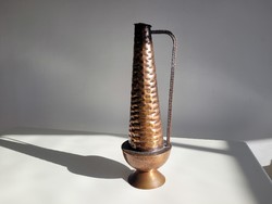 Old retro 39 cm size copper handled jug copper bronze carafe jug