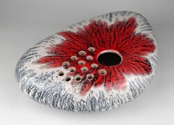 1L721 Iparművészeti ikebana tál mázas retro kerámia váza