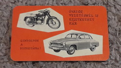 Ddr, wartburg 311, vintage car - motorcycle, retro card calendar, 1960 state insurance
