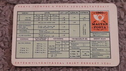 Magyar Posta , retro kártyanaptár, 1966, reklám
