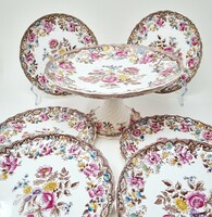 Antique copelands spode beautiful 6-person (7pcs) floral cake set