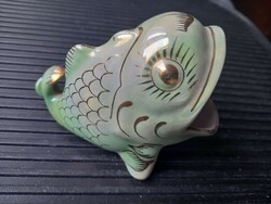 Bodrogkereszturi retro pottery, retro laughing fish pottery - hand painted