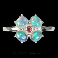 54 And real fire opal ruby 925 silver ring