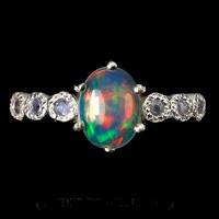 57 And real fire opal tanzanite 925 silver ring