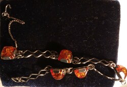 Vintage silver 835 hallmark bracelet with amber stones fischlandschmuck company 1960s Germany
