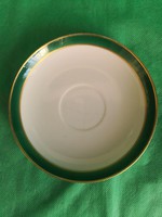 Antique Herend green-edged, gilded cup base, small plate, 1940.