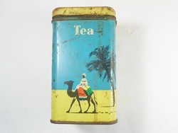 Retro Tea feliratú fémdoboz fém pléh doboz -1970-es évek