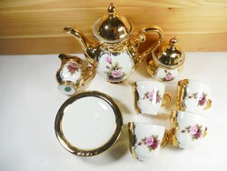 Old Bavarian handarbeit German marked porcelain tea set - 4 person 22 carat gold plated