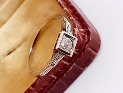 Antik fehérarany gyűrű gyémánt kővel