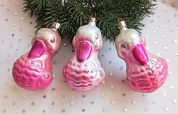 Old glass Christmas tree ornament figurine duck 8.5cm 3pcs each