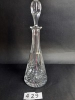 Elegáns nagy méretű (37 cm) kristály karaffa, boros palack, dugós üveg, likőrös palack /429/