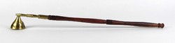 1L728 old wood copper candle snuffer taper 34.5 Cm