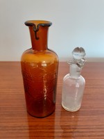 Régi vintage 2 db patikai üveg Lamprecht gyógyszertári palack patikaüveg