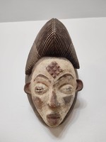 Antique African patinated wooden mask Punu ethnic group grain African mask 33 drop 47 6727 discounted