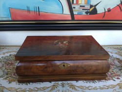 Antique walnut veneer jewelry box