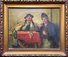 Horváth g. Andor - winemakers oil on canvas painting