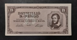 Hiperinflációs hajtatlan egymillió B.-Pengő 1946 Ef.