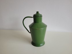 Old vintage 2 l green enameled small jug, enameled water jug