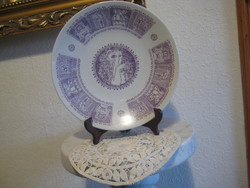 Zsolnay ,  fali tányér , szász Endre dekorral , 24,5 cm
