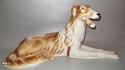 Royal dux Bohemia Borzoi Russian Greyhound large size marked porcelain dog statue 31 cm long
