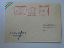 D193725 old letter envelope 1979 Patriotic People's Front Budapest machine stamp red meter ema