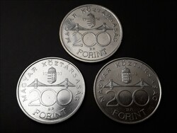 Hungary silver 200 HUF 92, 93, 94 coin series - Hungarian metal two hundred 200 HUF 1992, 1993, 1994