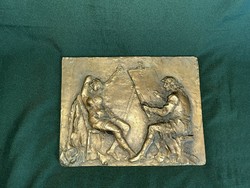 Trischler Ferenc Festő és modellje bronz kisplasztika