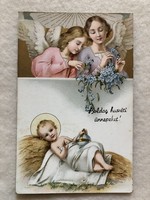 Antique, old gilded Easter litho postcard -3.