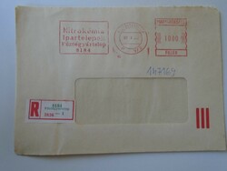 D193739 Régi levélboríték  1987 Nitrokémia Ipartelepek Fűzfőgyártelep gépi bélyegzés  Red meter EMA