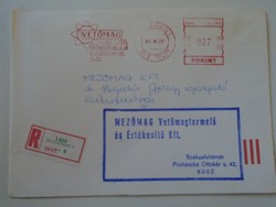 D193769 Régi ajánlott  levél 1991 Vetőmag Termeltető Vállalat   gépi bélyegzés  -  Red meter EMA